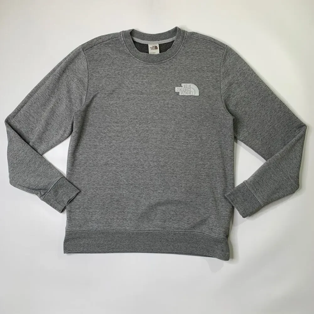 The North Face Sweatshirt Men L Large Grey Fleece Lined Half Dome Patch Crew